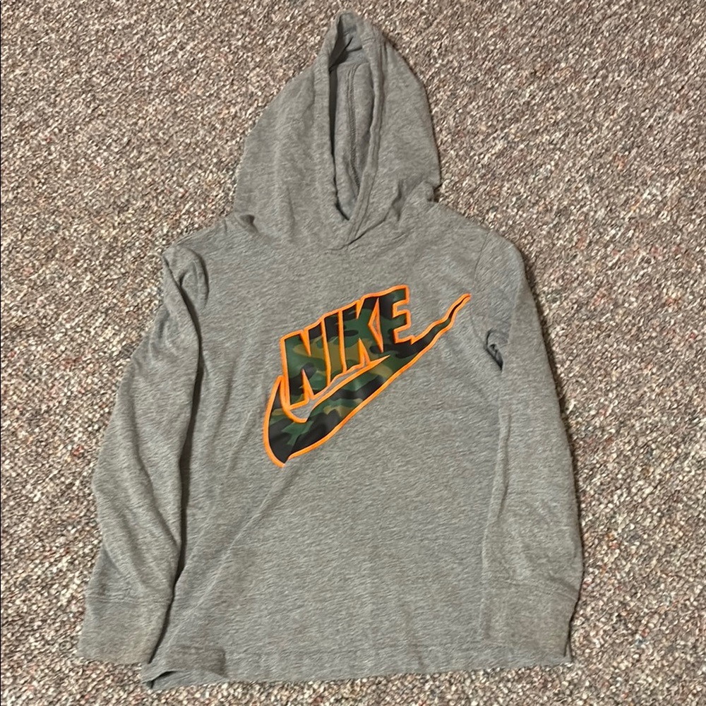 Nike Gray Hoodie with Orange Logo